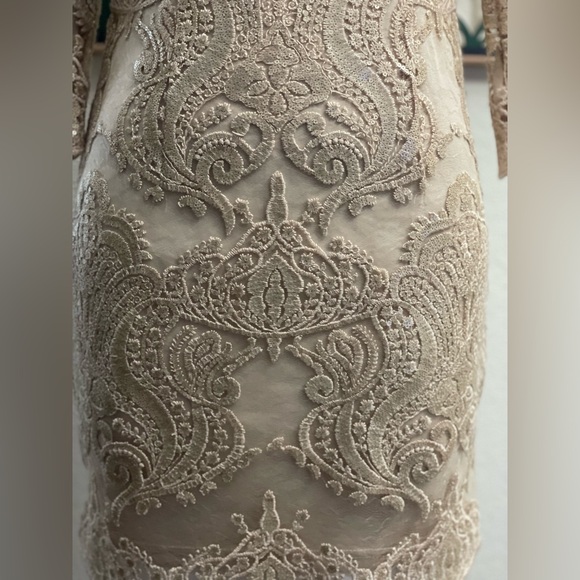 TFNC baroque patterned sequin mini dress in gold - Picture 10 of 11